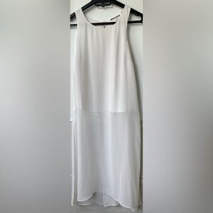 Dex Knee Length White Tulip Back Semi Sheer Flowy Tank Top
